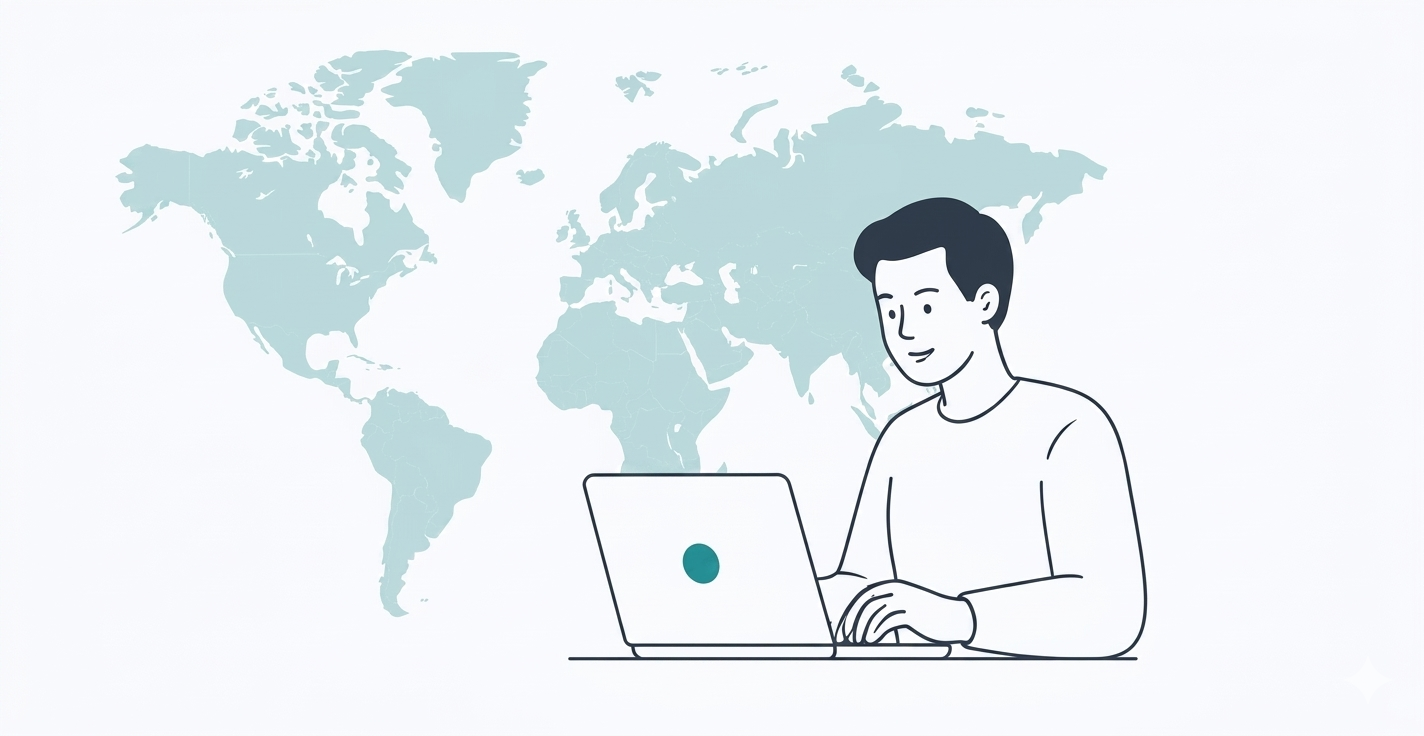 NRI managing property remotely with world map background
